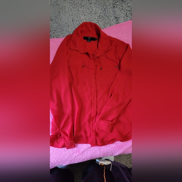 Versace Red Sheer Blouse - Picture 2 of 3